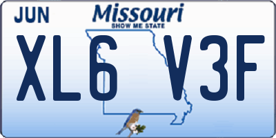 MO license plate XL6V3F