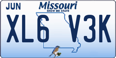 MO license plate XL6V3K