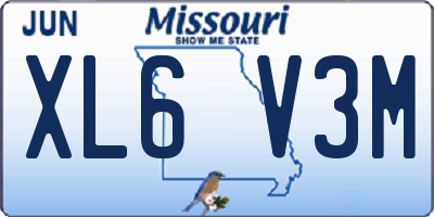 MO license plate XL6V3M