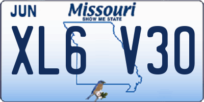 MO license plate XL6V3O