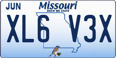 MO license plate XL6V3X
