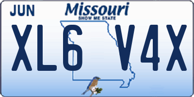 MO license plate XL6V4X