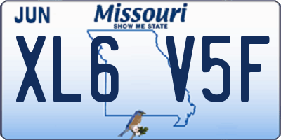 MO license plate XL6V5F