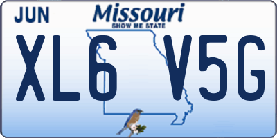 MO license plate XL6V5G