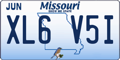 MO license plate XL6V5I