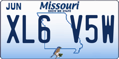 MO license plate XL6V5W