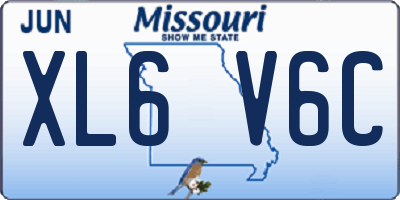 MO license plate XL6V6C
