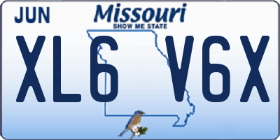 MO license plate XL6V6X