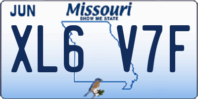 MO license plate XL6V7F