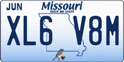 MO license plate XL6V8M