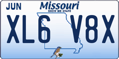 MO license plate XL6V8X