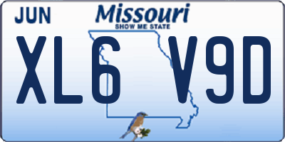 MO license plate XL6V9D