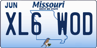 MO license plate XL6W0D