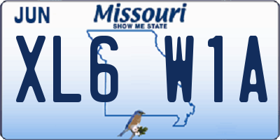 MO license plate XL6W1A