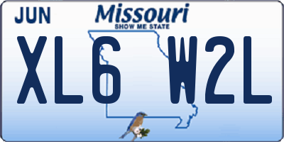 MO license plate XL6W2L