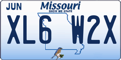 MO license plate XL6W2X