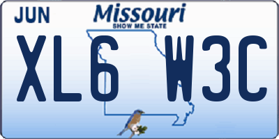 MO license plate XL6W3C