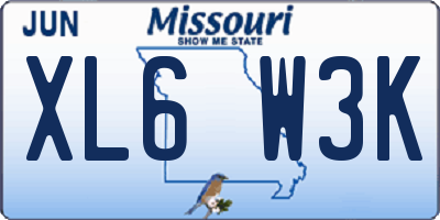 MO license plate XL6W3K