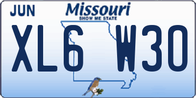 MO license plate XL6W3O
