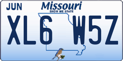 MO license plate XL6W5Z