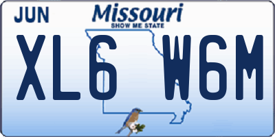 MO license plate XL6W6M