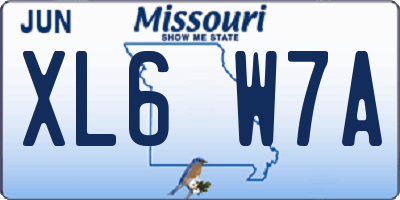 MO license plate XL6W7A