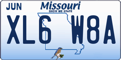 MO license plate XL6W8A