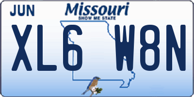 MO license plate XL6W8N