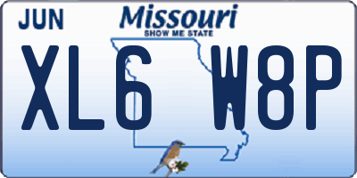 MO license plate XL6W8P