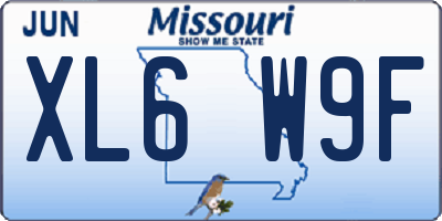 MO license plate XL6W9F