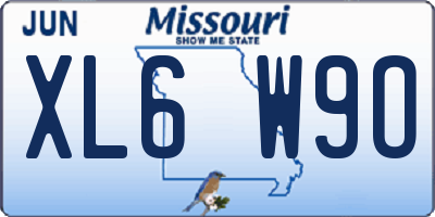 MO license plate XL6W9O
