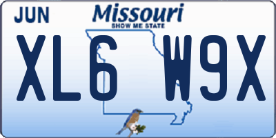 MO license plate XL6W9X
