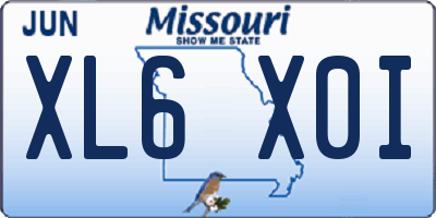 MO license plate XL6X0I