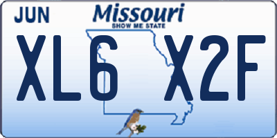 MO license plate XL6X2F