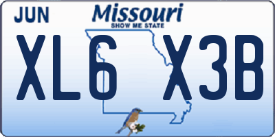 MO license plate XL6X3B