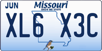 MO license plate XL6X3C