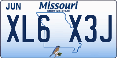 MO license plate XL6X3J