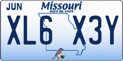 MO license plate XL6X3Y