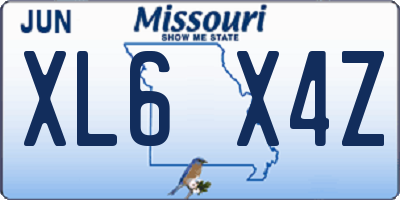 MO license plate XL6X4Z