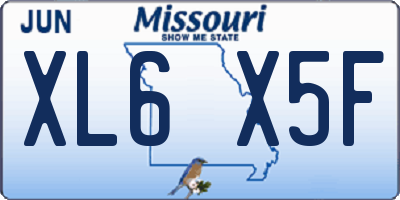 MO license plate XL6X5F