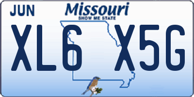 MO license plate XL6X5G