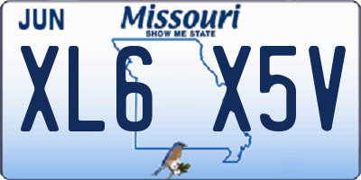 MO license plate XL6X5V