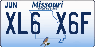 MO license plate XL6X6F