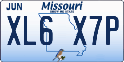 MO license plate XL6X7P
