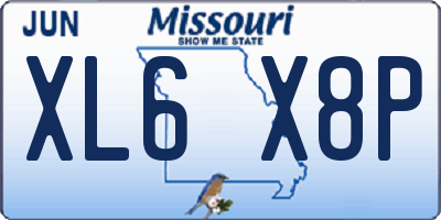 MO license plate XL6X8P