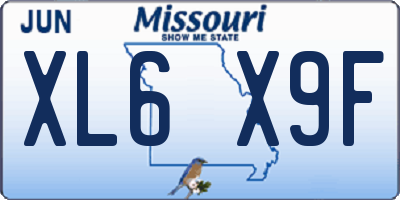 MO license plate XL6X9F