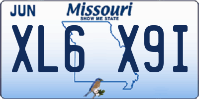 MO license plate XL6X9I