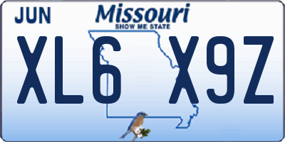 MO license plate XL6X9Z