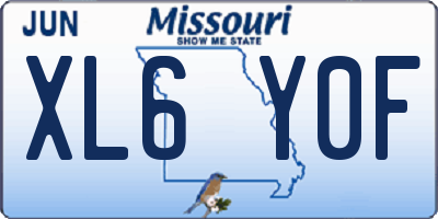 MO license plate XL6Y0F