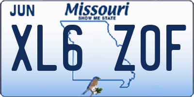 MO license plate XL6Z0F
